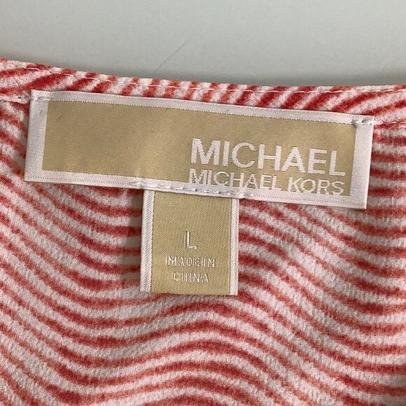 Michael Michael Kors V Neck front waist tie Blouse Size Large EUC - Picture 3 of 10